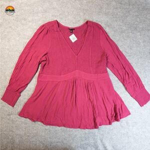 NWT Torrid Babydoll Blouse Top Pink Crinkle Gauze Boho Women's Plus Size 2 18/20